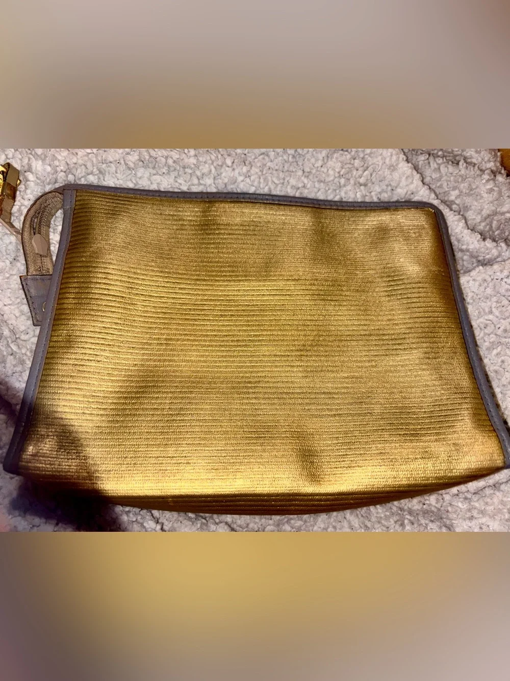 Vintage YSL Yves Saint Laurent Gold Toiletry Pouch/Crossbody Bag